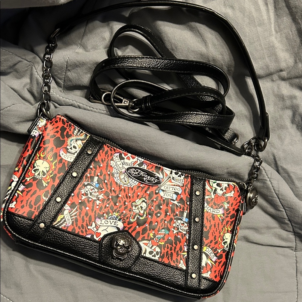 Ed Hardy Crossbody Bag in Red and Black